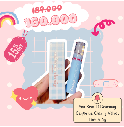 Son Kem Lì, Lên Màu Chuẩn Dearmay California Cherry Velvet Tint 4.4g