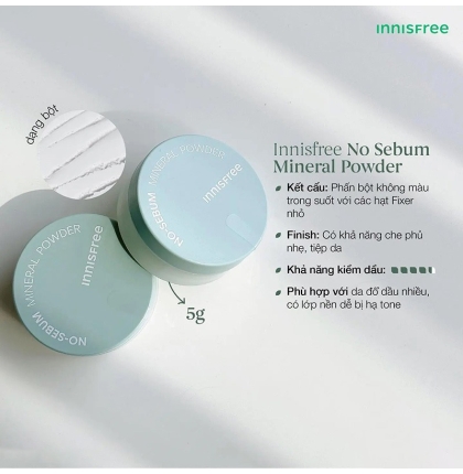 Phấn phủ bột kiềm dầu innisfree No Sebum Mineral Powder