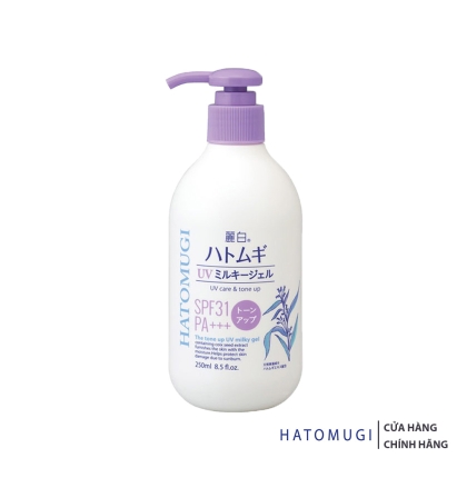 DƯỠNG THỂ NÂNG TONE HATOMUGI THE TONE UP UV MILKY GEL SPF31 PA+++ 250ML