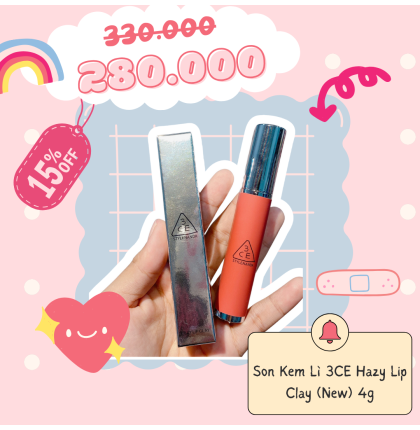 Son Kem Mịn Lì 3CE Hazy Lip Clay 4g 
