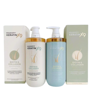 BỘ DẦU GỘI XẢ VOUDIOTY KERATIN X9 BIOTIN & COLLAGEN 500ML -